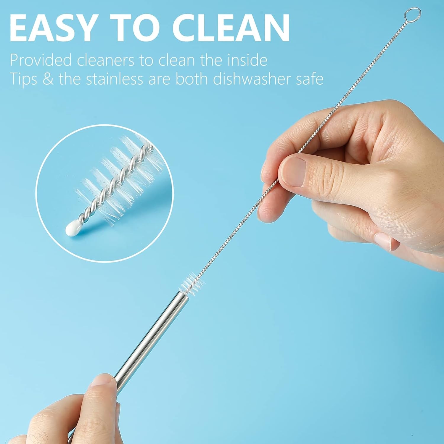 Eco-Friendly Set of 5 Premium Stainless Steel Straws with Flexible Silicone Elbow Tips, 2 Cleaning Brushes, and Portable Carrying Bag - Perfect for All Your Favorite Drinks!