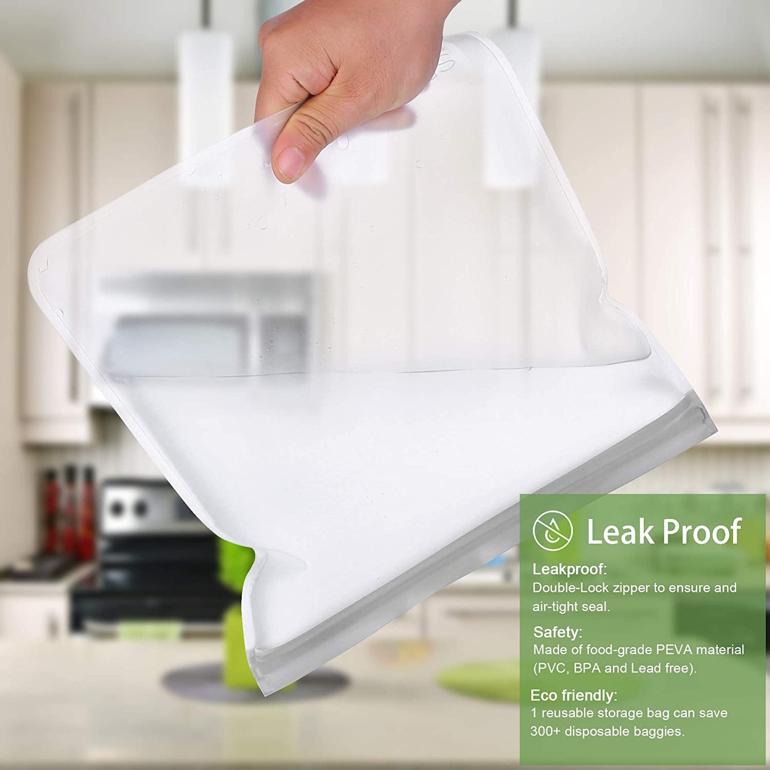 18 Pack Reusable Storage Bags - Eco-Friendly, BPA-Free Silicone & PEVA for All Your Food Storage Needs!