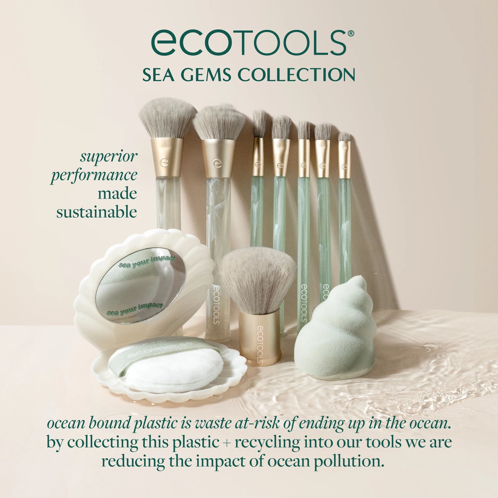 Elevate Your Makeup Game with the EcoTools Sea Gems 4-Piece Face Brush & Sponge Set