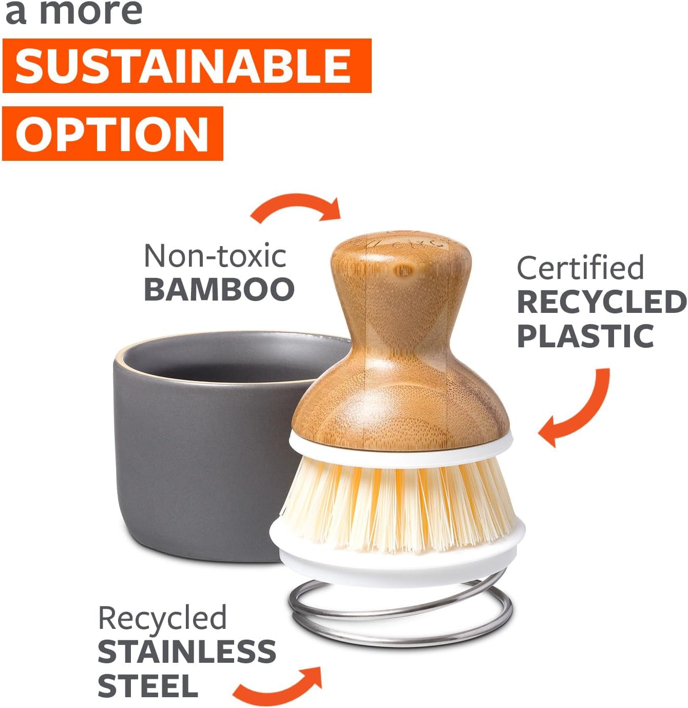Elevate Your Dishwashing Experience with the Full Circle Bubble Up Bamboo Dish Brush & Ceramic Soap Dispenser Set - Stylish, Eco-Friendly Kitchen Essential!