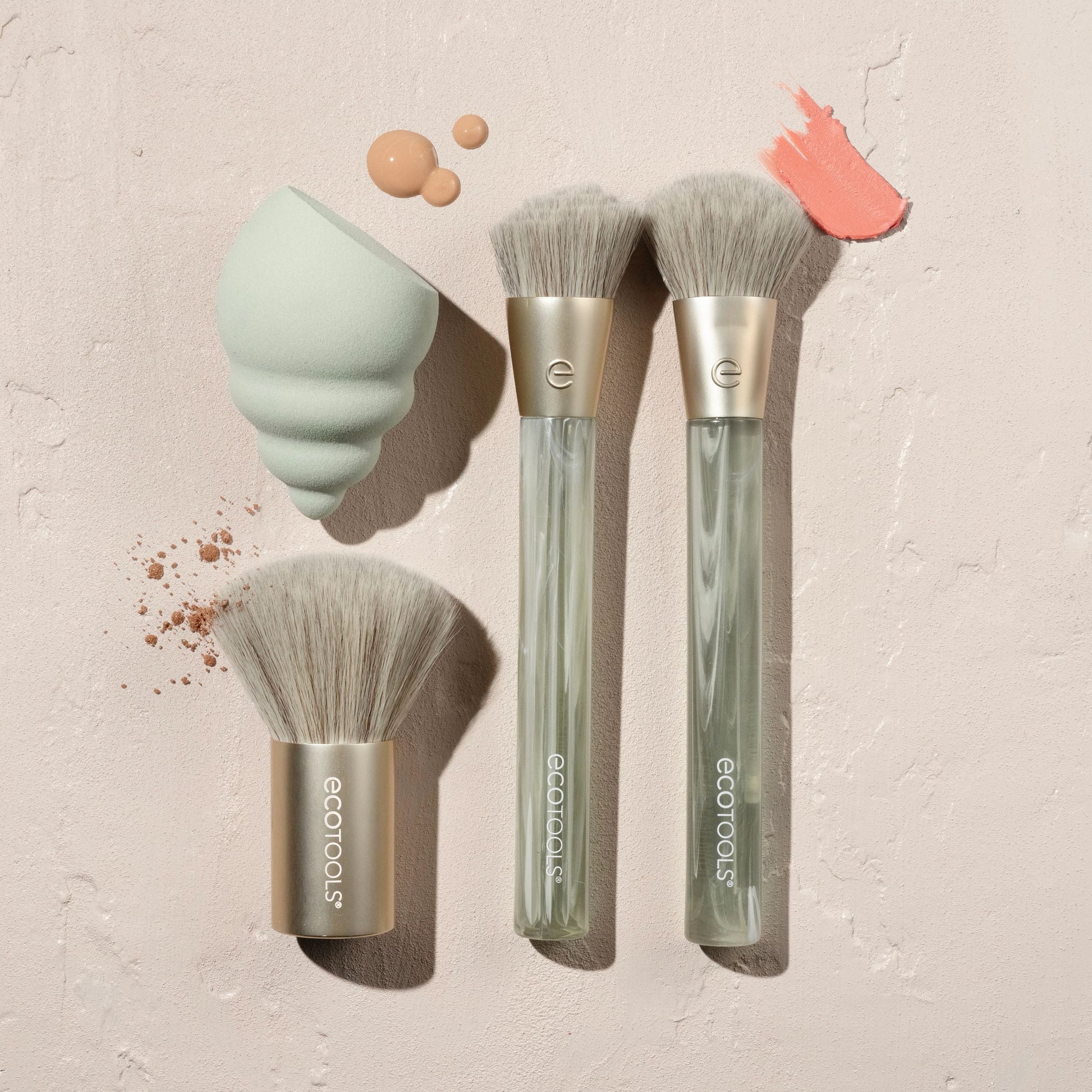 Elevate Your Makeup Game with the EcoTools Sea Gems 4-Piece Face Brush & Sponge Set