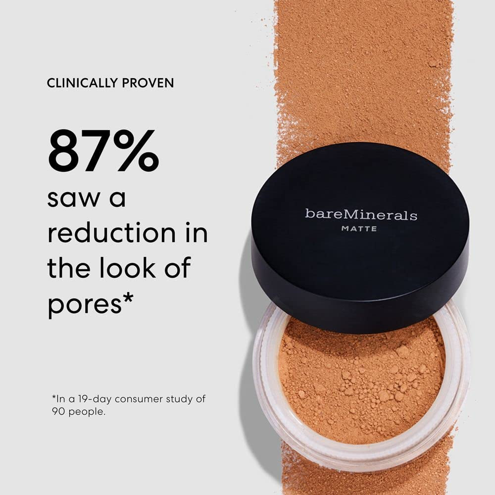 Original Matte Loose Powder Foundation SPF 15, Clean Mineral Powder Face Makeup, Sheer-To-Full Coverage, Reduces Shine, Talc-Free, Non-Comedogenic, Vegan