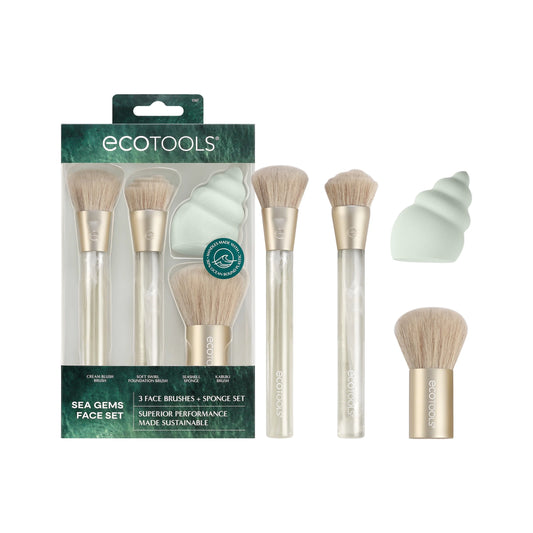 Elevate Your Makeup Game with the EcoTools Sea Gems 4-Piece Face Brush & Sponge Set