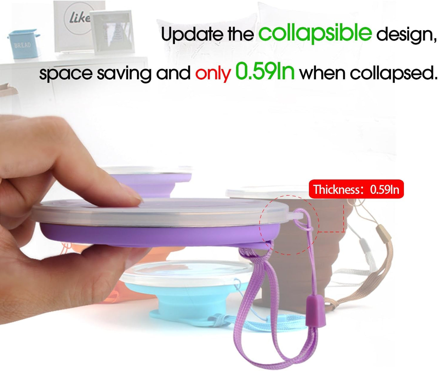 Versatile Silicone Collapsible Travel Cup - Perfect for Camping, Hiking, and Everyday Use - Expandable 9.22 Oz Drinking Cup Set with Lids