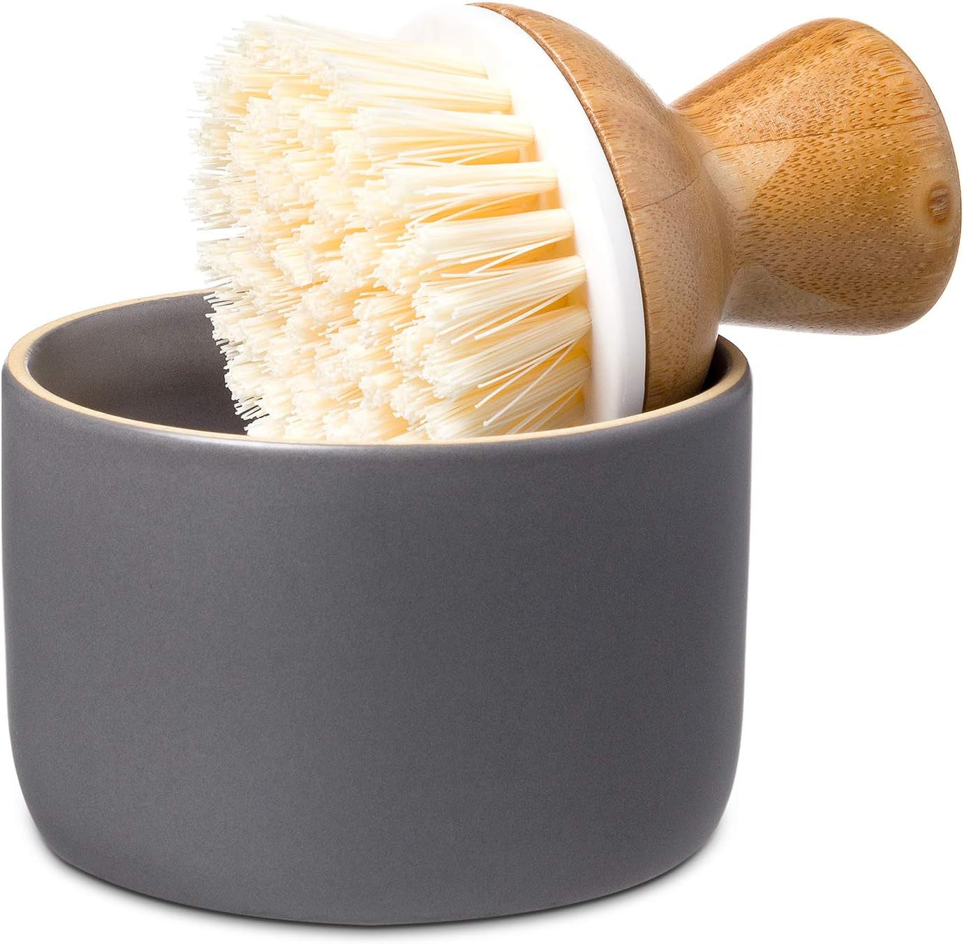 Elevate Your Dishwashing Experience with the Full Circle Bubble Up Bamboo Dish Brush & Ceramic Soap Dispenser Set - Stylish, Eco-Friendly Kitchen Essential!