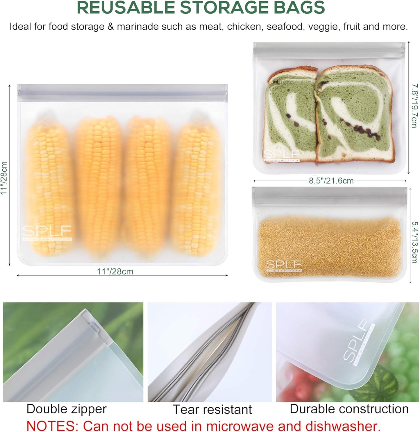 18 Pack Reusable Storage Bags - Eco-Friendly, BPA-Free Silicone & PEVA for All Your Food Storage Needs!