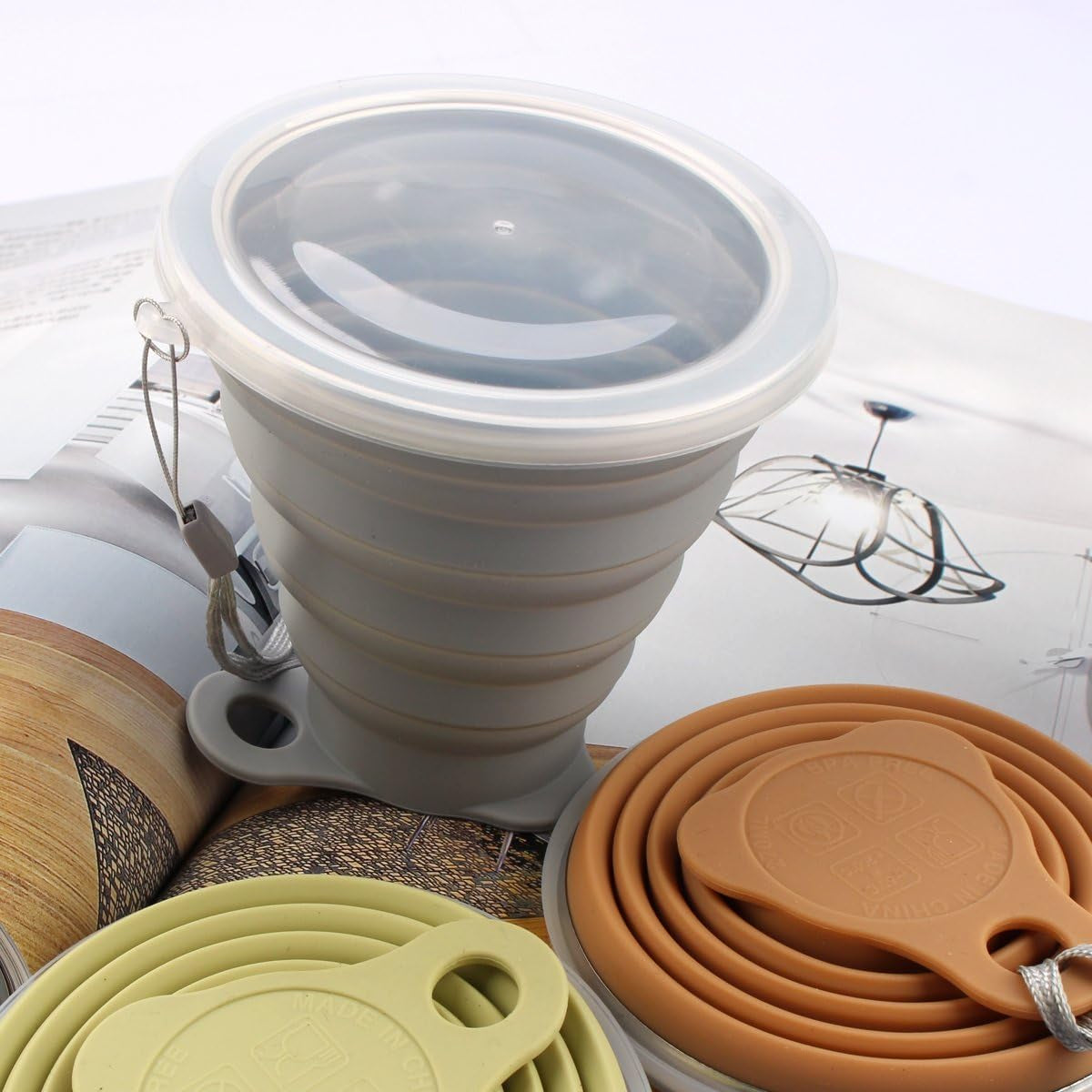 Versatile Silicone Collapsible Travel Cup - Perfect for Camping, Hiking, and Everyday Use - Expandable 9.22 Oz Drinking Cup Set with Lids