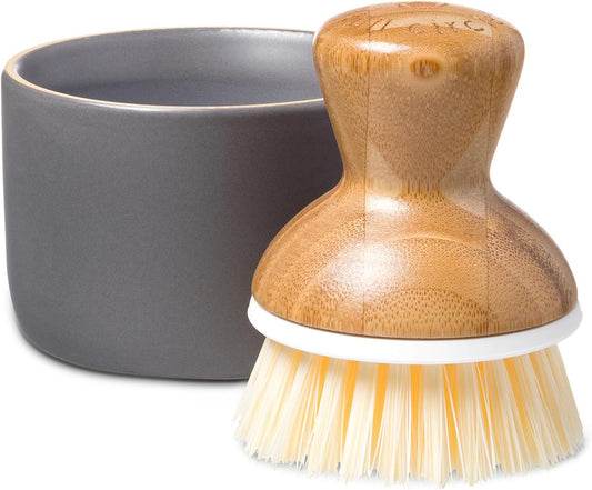 Elevate Your Dishwashing Experience with the Full Circle Bubble Up Bamboo Dish Brush & Ceramic Soap Dispenser Set - Stylish, Eco-Friendly Kitchen Essential!