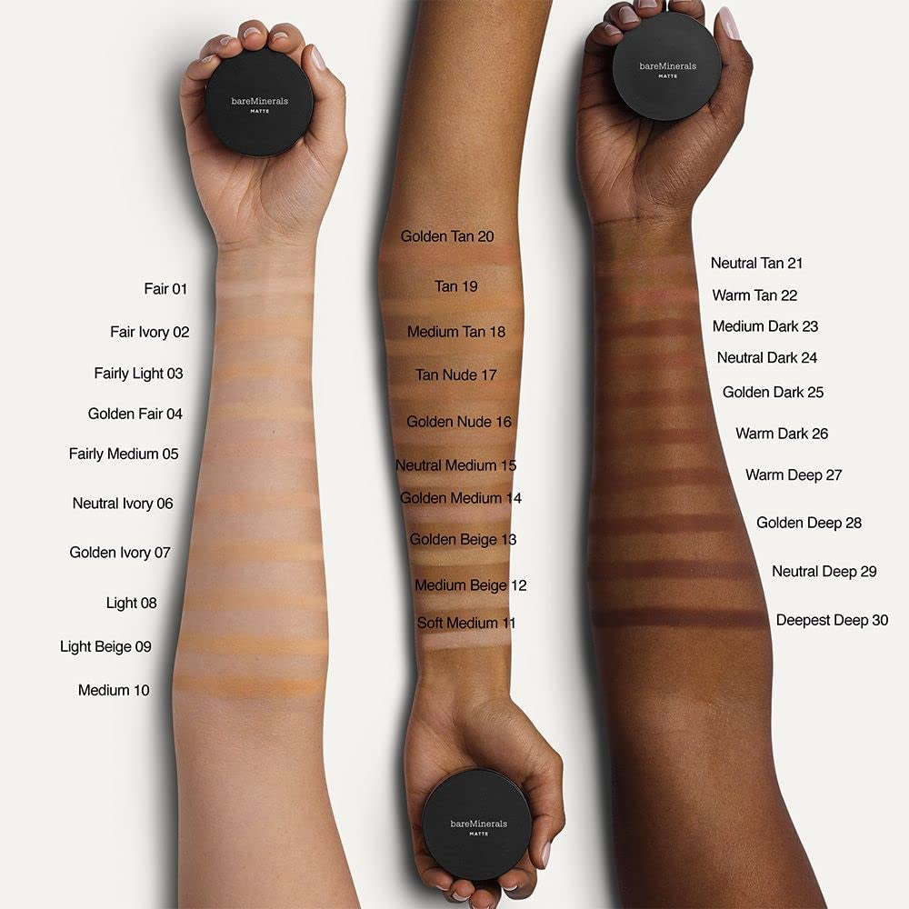 Original Matte Loose Powder Foundation SPF 15, Clean Mineral Powder Face Makeup, Sheer-To-Full Coverage, Reduces Shine, Talc-Free, Non-Comedogenic, Vegan