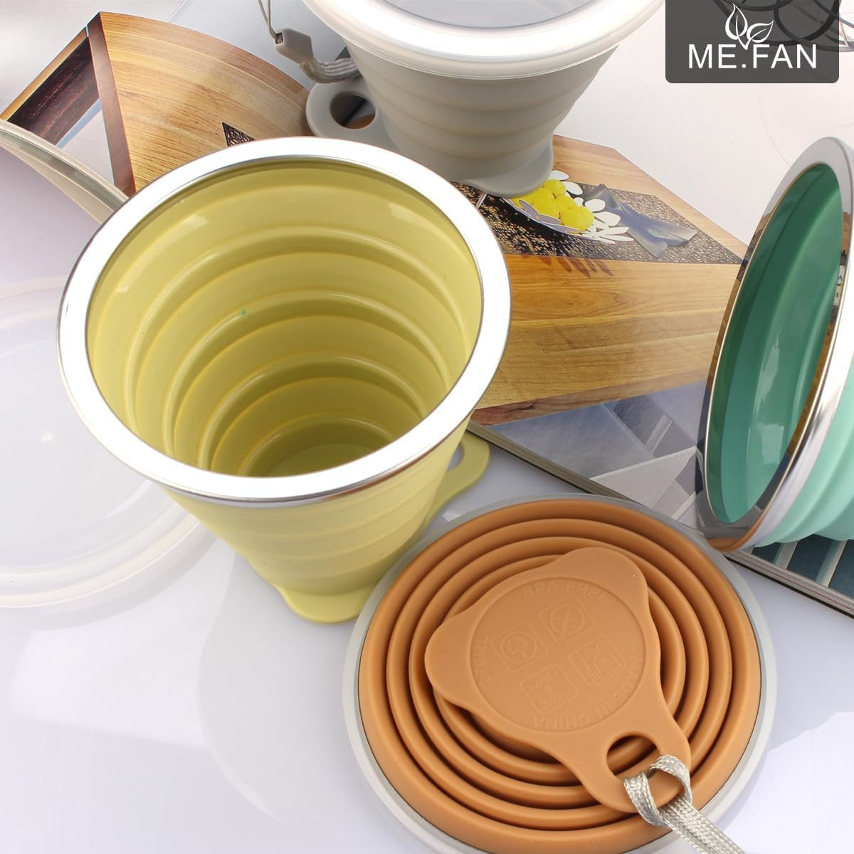 Versatile Silicone Collapsible Travel Cup - Perfect for Camping, Hiking, and Everyday Use - Expandable 9.22 Oz Drinking Cup Set with Lids