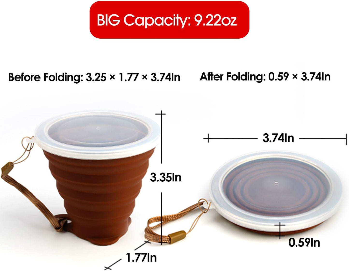 Versatile Silicone Collapsible Travel Cup - Perfect for Camping, Hiking, and Everyday Use - Expandable 9.22 Oz Drinking Cup Set with Lids