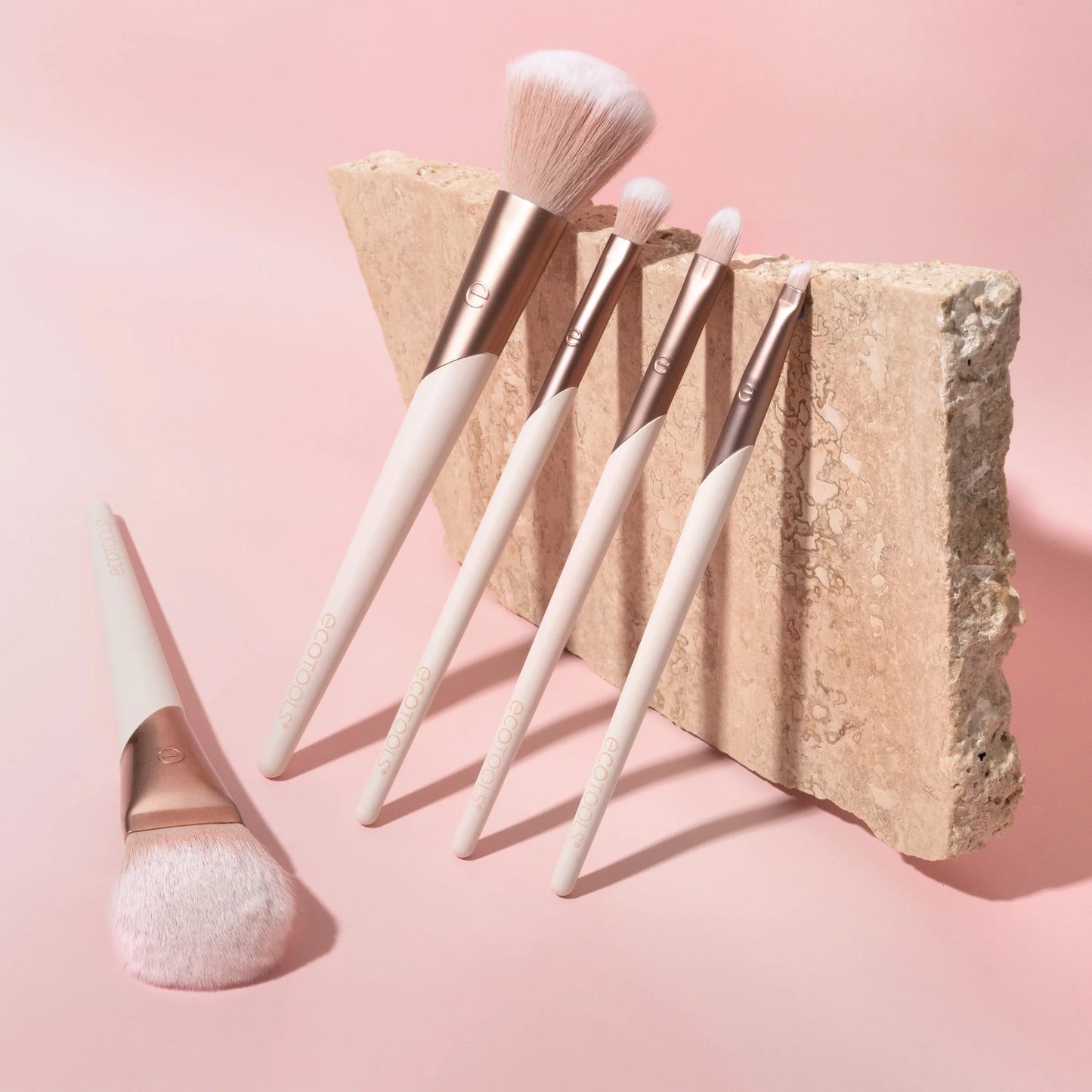 Luxe Natural Makeup Brush Set, for Face, Cheek, and Eye Makeup, 5 Piece Set