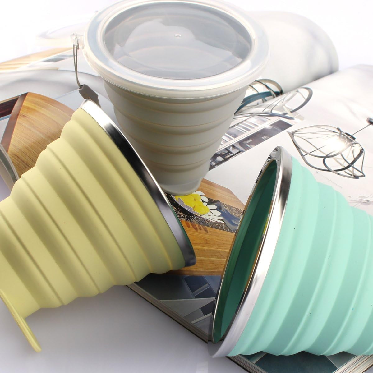 Versatile Silicone Collapsible Travel Cup - Perfect for Camping, Hiking, and Everyday Use - Expandable 9.22 Oz Drinking Cup Set with Lids