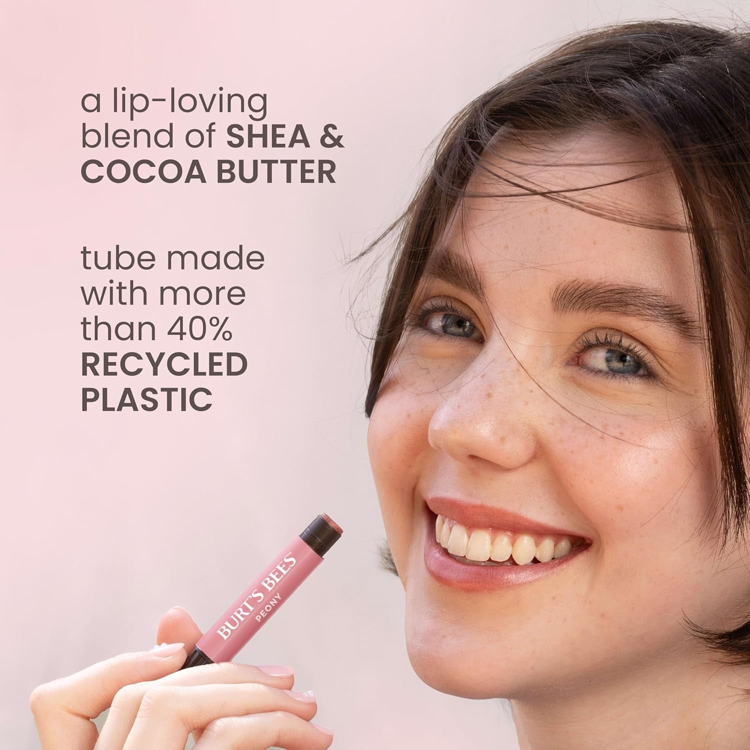 Shimmer Lip Tint, Tinted Lip Balm Stick, Moisturizing for All Day Hydration with Natural Glowy Pigmented Finish & Buildable Color, Peony, 1 Tube, 0.09 Oz.